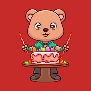 Birthday Bear Cute Cartoon T-Shirt