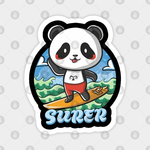 Cute Panda Surfer Magnet by Signum