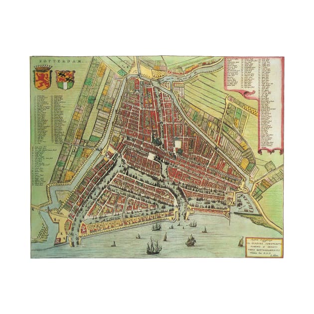 Antique Aerial View Map of Rotterdam, Netherlands, Holland by Joan Blaeu by MasterpieceCafe