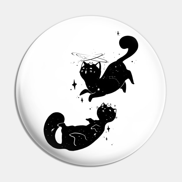 Kawaii Cute Black Cats Pin by cellsdividing