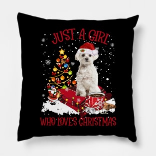 White Maltese Just A Girl Who Loves Christmas Pillow