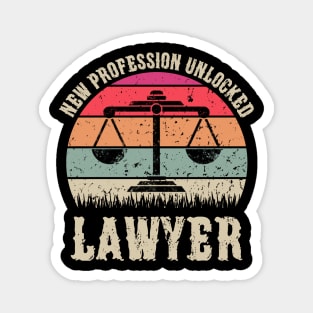 Vintage New Profession Unlocked Lawyer Funny Law School Gift Magnet