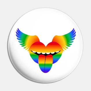 Rainbow Flying Lips and Tongue Pin