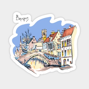 Bruges canal with beautiful houses Magnet