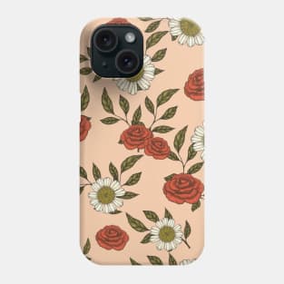 Red Rose and Chamomile Pattern Phone Case