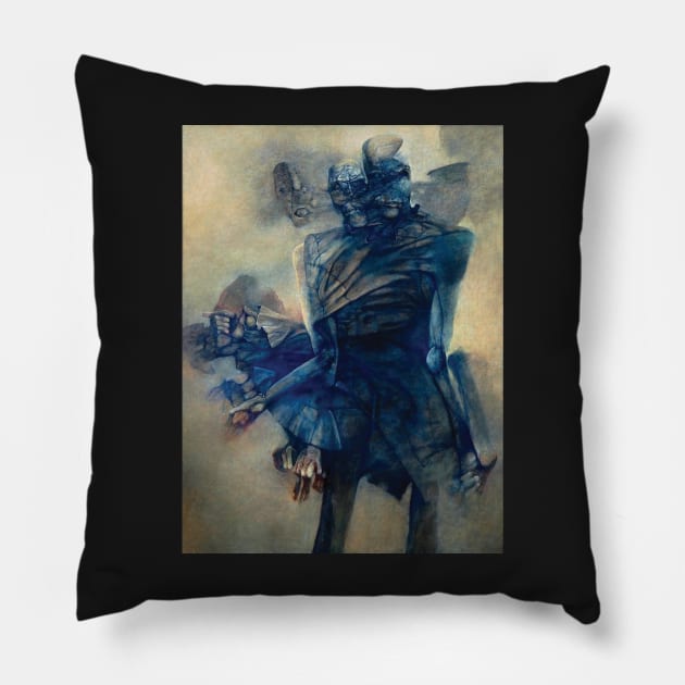 Zdzislaw Beksinski - Kidney surreal Painting Pillow by QualityArtFirst