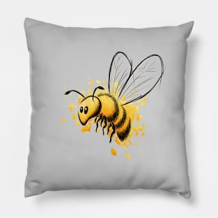 Casual Watercolor Wildlife Illustration | Cute Little Honey Bee Pillow