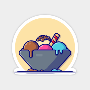 Ice Cream Scoop Cartoon Vector Icon Illustration Magnet