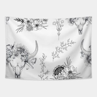 Skulls and Flowers Tapestry