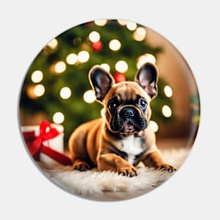 French Bulldog Puppy with Christmas Gifts Pin