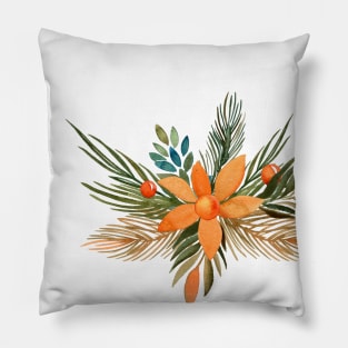 Rust & Stone Blue Watercolor Autumn Foliage Pillow