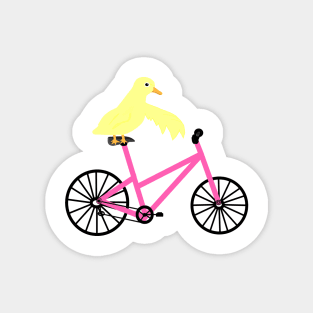 Duck On A Light Pink Bicycle Magnet