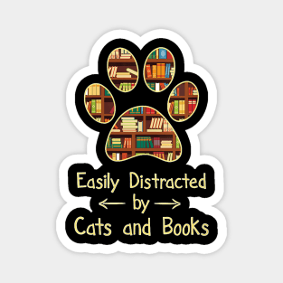 Easily Distracted By Cats And Books Magnet