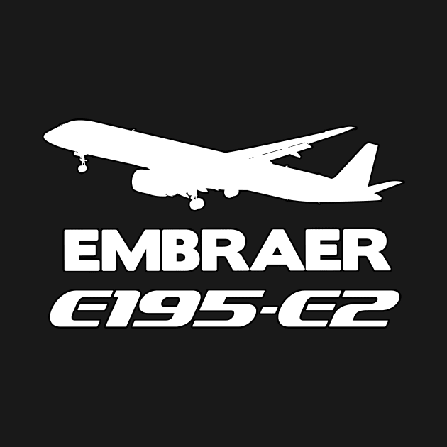 Embraer E195-E2 Silhouette Print (White) by TheArtofFlying