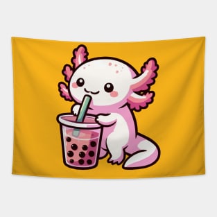 adorable baby axolotl drink boba Tapestry