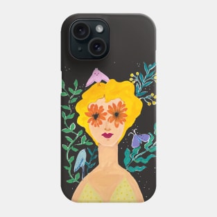 She has flowers in her eyes Phone Case