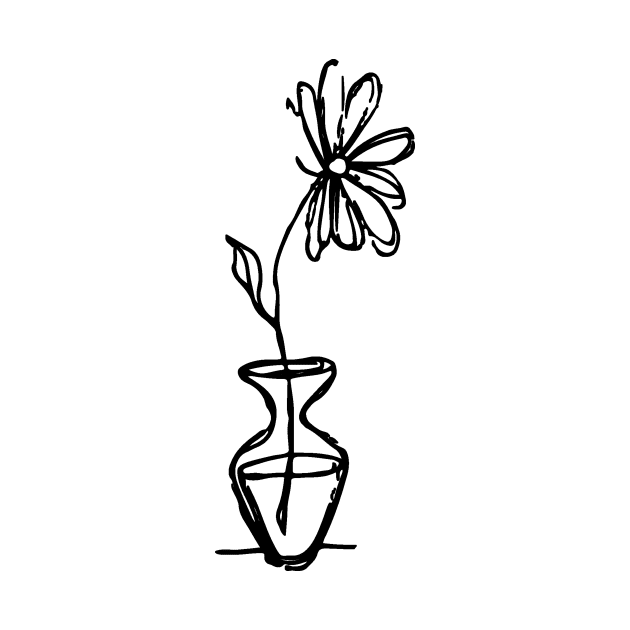 Flower In Vase Doodle Black by Mijumi Doodles