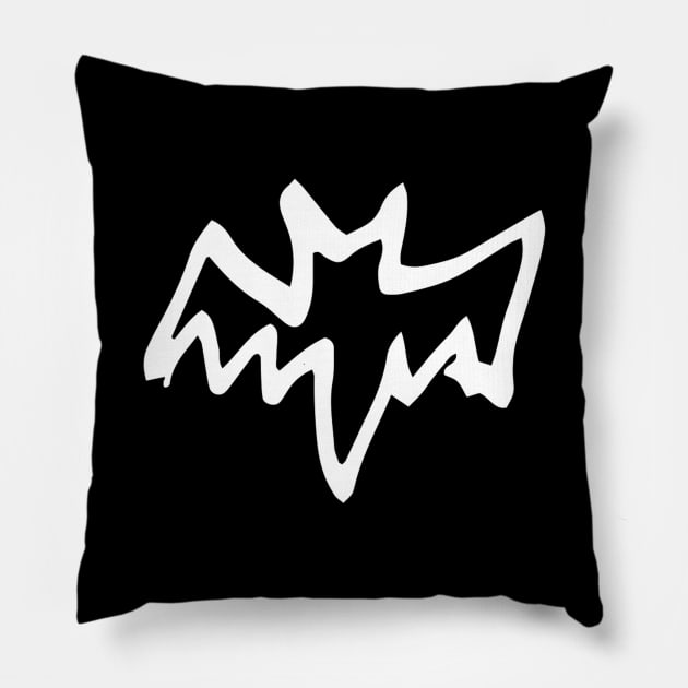 Bat Doodle White Pillow by Mijumi Doodles