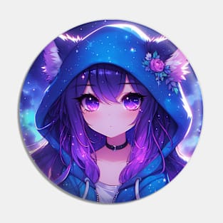 Galaxy Anime Girl Pin