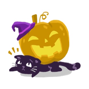 Cat and Pumpkin Halloween T-Shirt