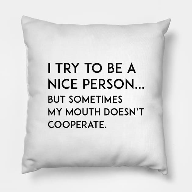 Nice Person Pillow by LuckyFoxDesigns