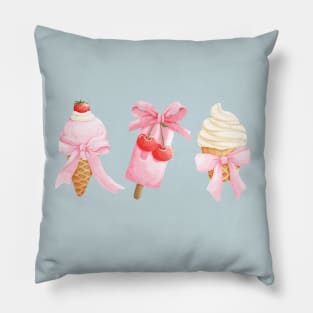 Coquette Sweet Treats Cherry & Pink Bows Ice Cream Pillow