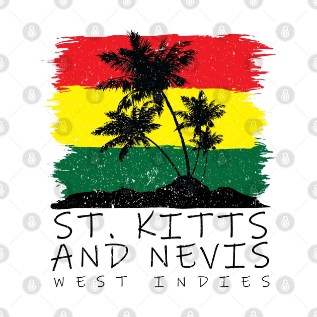 St Kitts and Nevis National Colors with Palm Silhouette by IslandConcepts