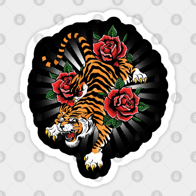 Vintage Tiger Tattoo Flash - Tiger - Sticker