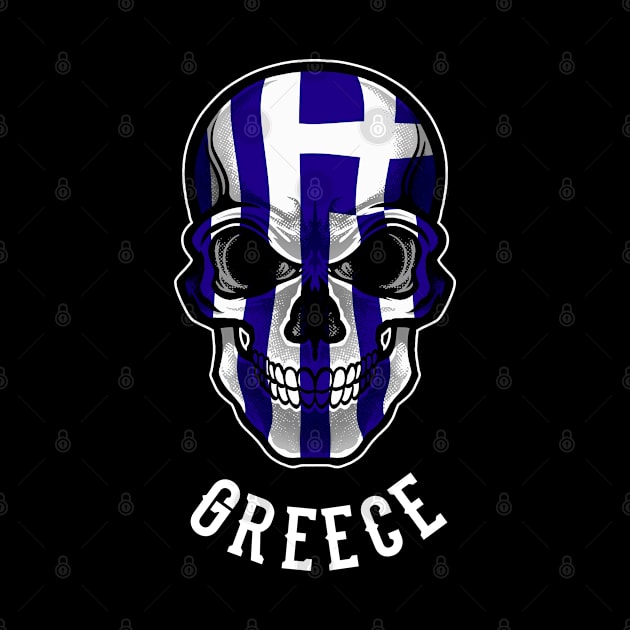 Greece Flag Skull Greek Patriotic Skeleton by MerchFrontier