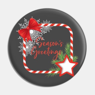 Season's Greeting Candy Cane Frame Pin