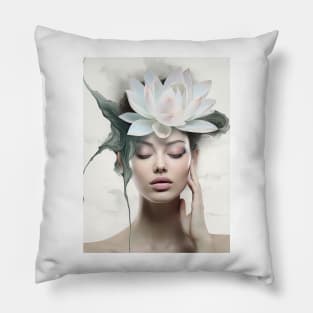 Lotus flower girl Pillow