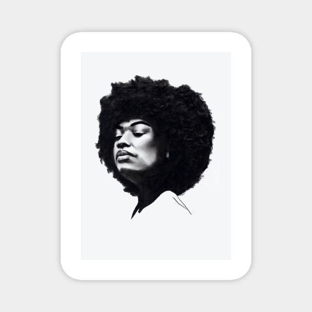 charcoal drawing of a strong black woman Magnet by stoekenbroek