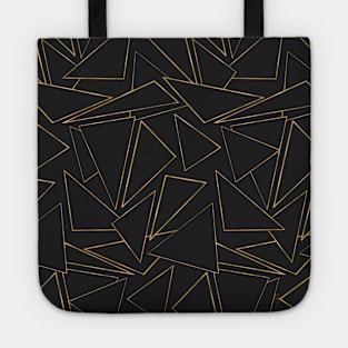 Minimalist Geometric Gold Black Strokes Triangles Tote