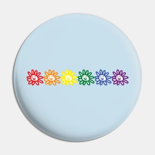 Pride Rainbow Color Daisy Smiley Faces Pin