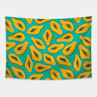 Papaya slices on turquoise Tapestry