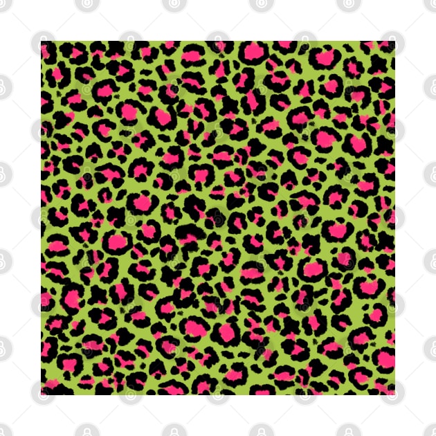 Leopard Pattern in Raspberry on Lime Green by ButterflyInTheAttic