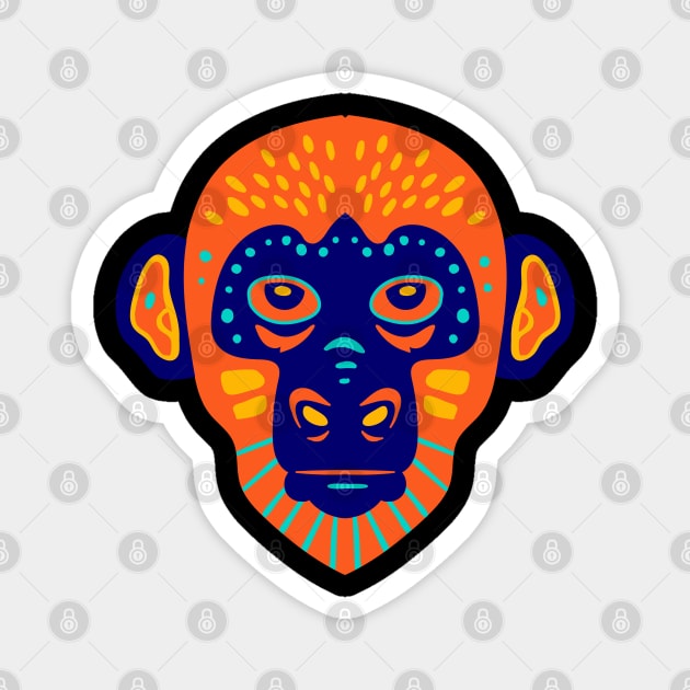 monkey colourful face art Magnet by pixspatter