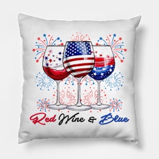 Red Wine Blue Pillow