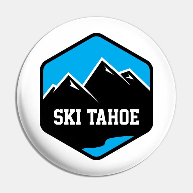 Ski Lake Tahoe Badge Pin by HolidayShirts