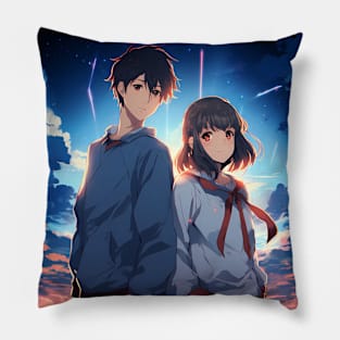 your name fanart anime graphic tee Pillow