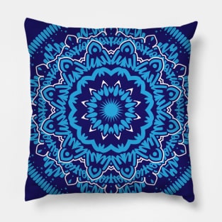 Flower Mandala Blue Pillow