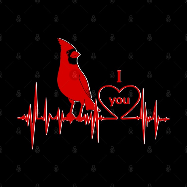 Red Cardinal heartbeat I love you by Artardishop