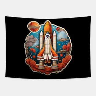 AI Generated Rocketship Tapestry