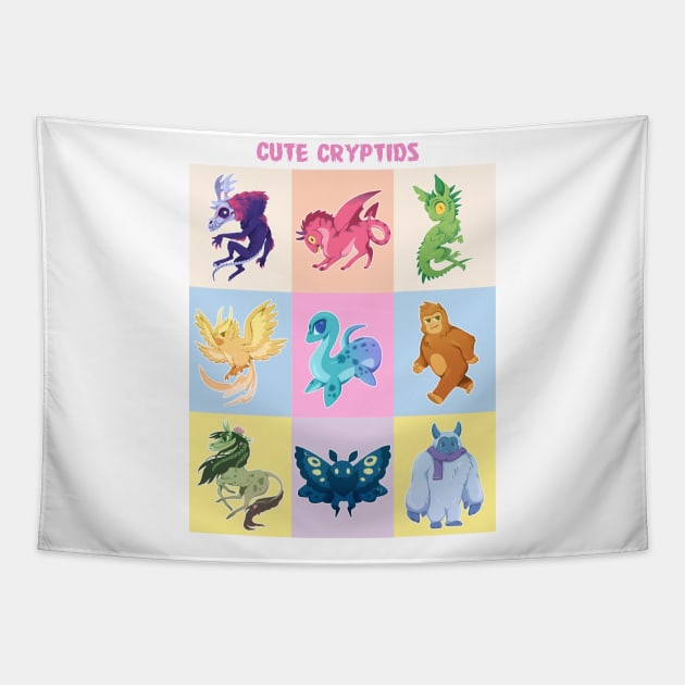 Cute Cryptids Tapestry by dragonrise_studio