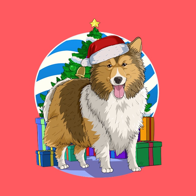 Shetland Sheepdog Dog Cute Santa Christmas Gift by Noseking