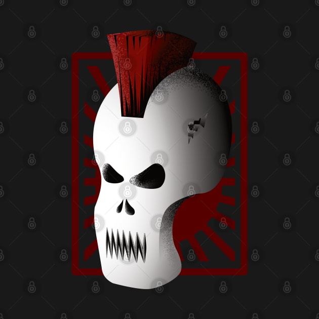 Punk Skull with Red Mohawk | Metal Skull Mask by dkdesigns27