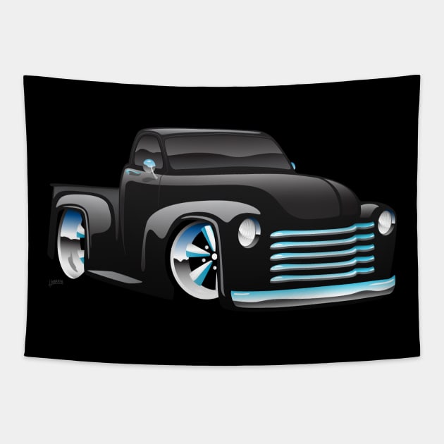 Classic Street Rod Pickup Truck Cartoon Tapestry by hobrath