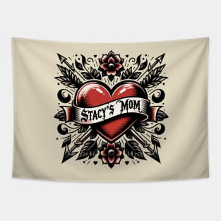 Stacy's Mom tattoo heart color variant | emo goth tattoo ink aesthetic Tapestry