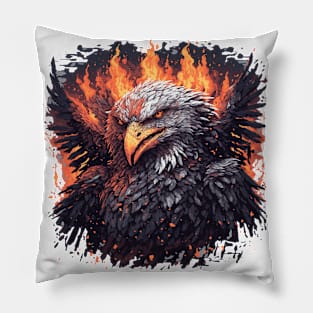 EVIL AND APOCALYPTIC EAGLE WITH FIRE AROUND Pillow