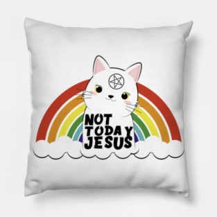 Not today jesus satanic cat gothic gift Pillow